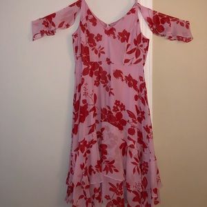 Lulu’s Pink Floral Midi Dress